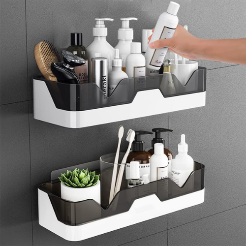 No-Drill Wall Mount Bathroom Storage Shelf Rack