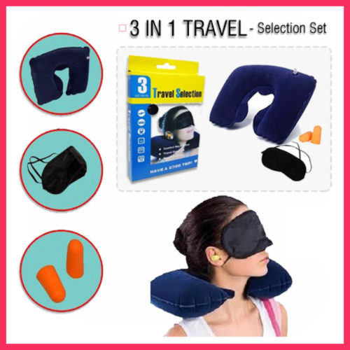 3-in-1 Travel Set (Inflatable Pillow, Mask & Plugs)