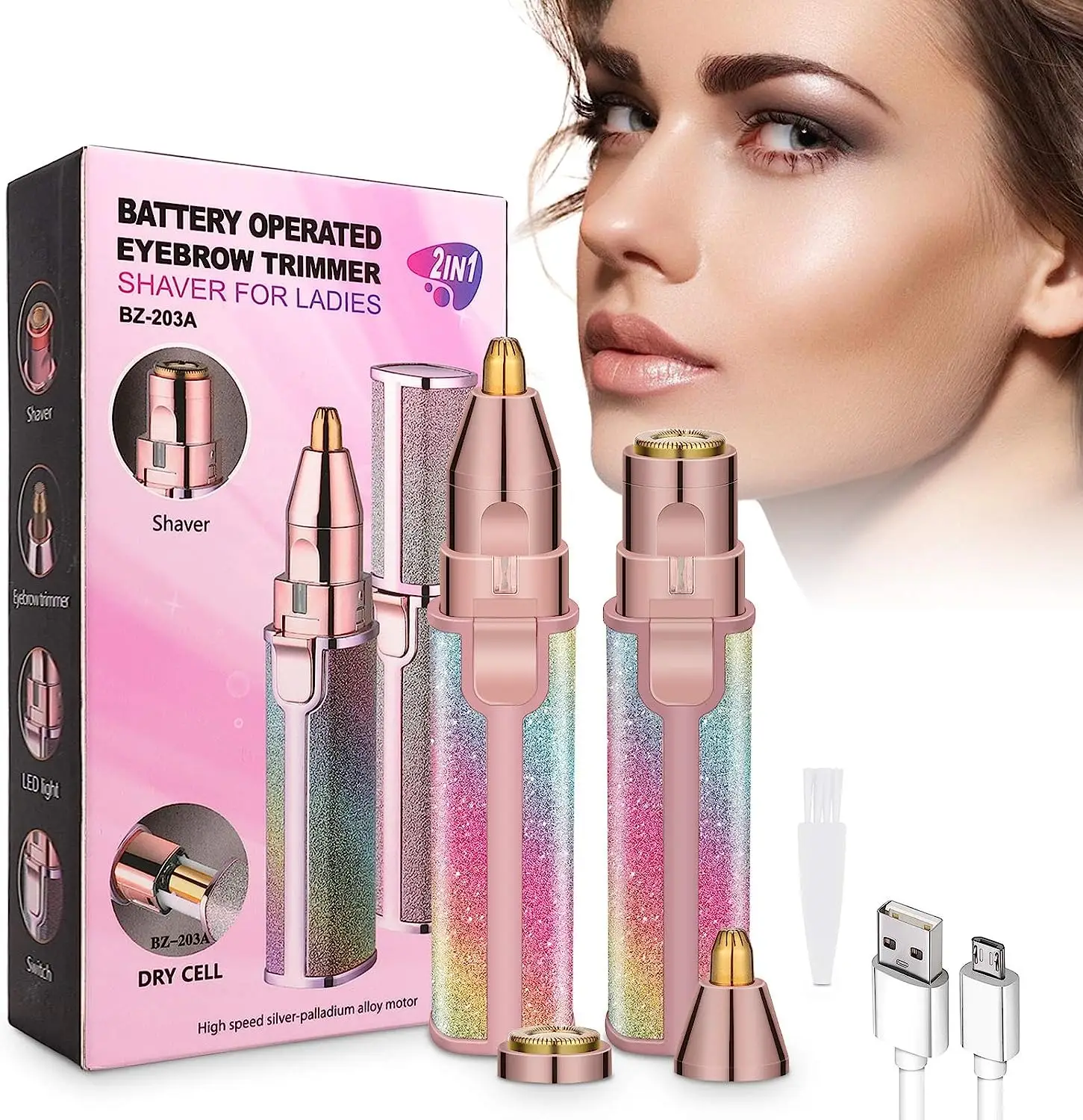 2-in-1 Flawless Lady Shaver & Eyebrow Trimmer