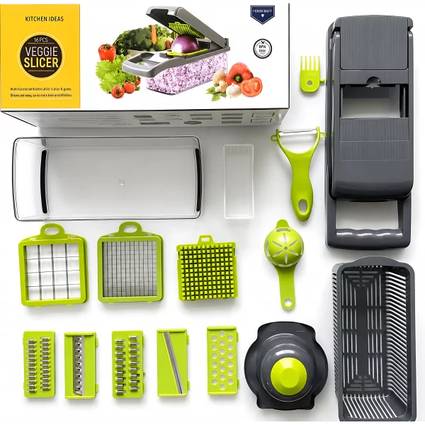 16-in-1 Multi-Functional Vegetable Cutter with Basket