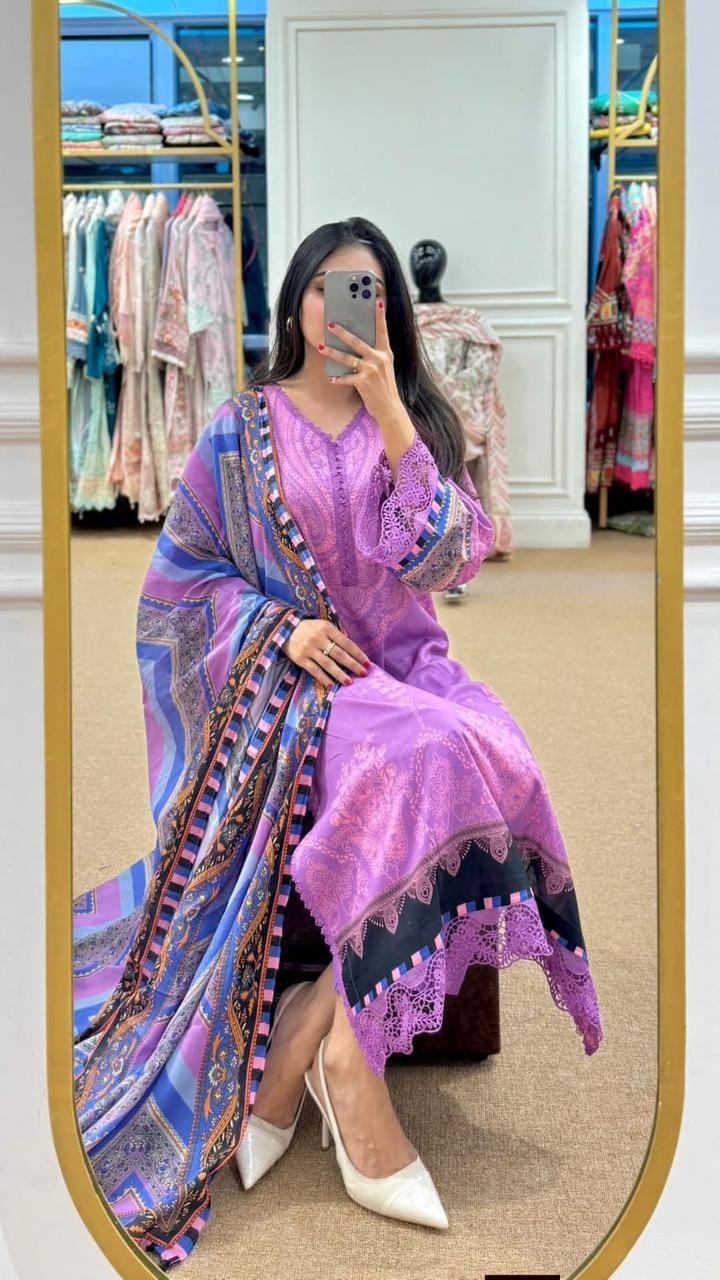 Digital Printed Cotton 3-Piece Set – Design 02