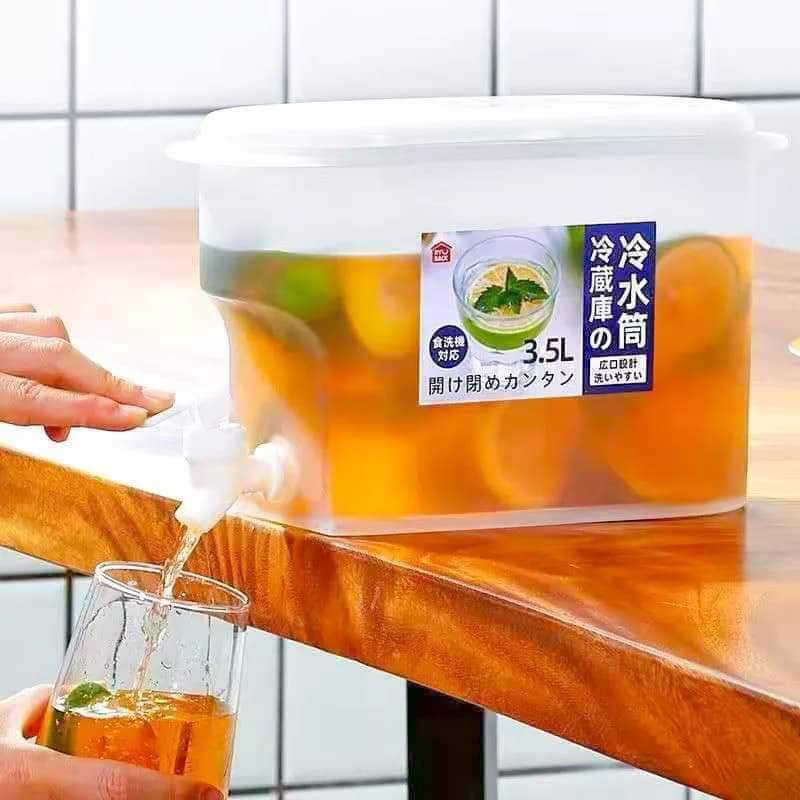 3.5L Cold Drink & Juice Dispenser Jar with Faucet Tap for Refrigerator