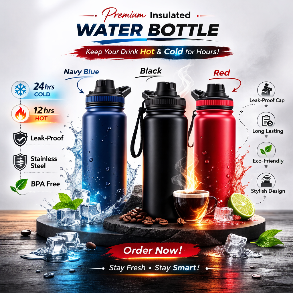 800ml Double-Wall Vacuum Insulated Stainless Steel Thermal Flask Bottle